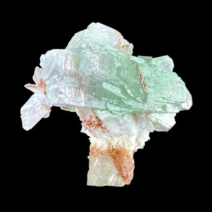 Green Apophyllite Crystal with Scolecite & Stilbite Cluster from Nashik, Maharashtra, India DKT85 Apohyllite Superb Minerals 