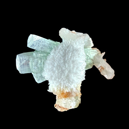 Green Apophyllite Crystal with Scolecite & Stilbite Cluster from Nashik, Maharashtra, India DKT85 Apohyllite Superb Minerals 