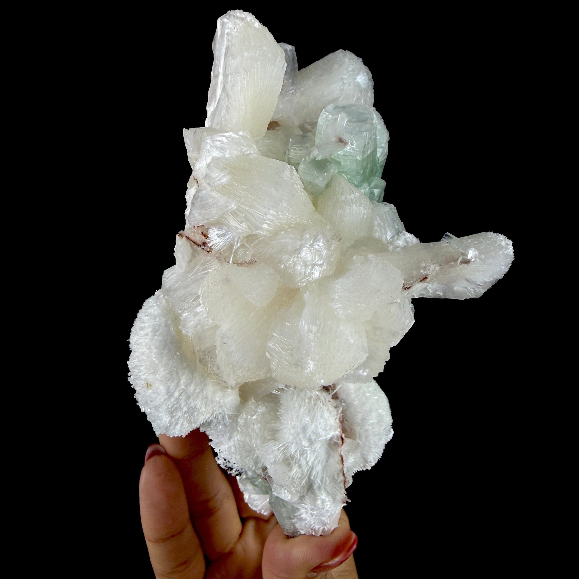 Green Apophyllite Crystal with Stilbite & Scolecite – Indian Zeolite Mineral from Nashik # DKT105 Apophyllite Superb Minerals 