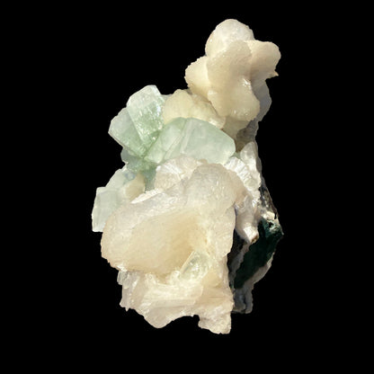 Green Apophyllite Crystal with Stilbite & Scolecite – Indian Zeolite Mineral from Nashik # DKT114 Apophyllite Superb Minerals 