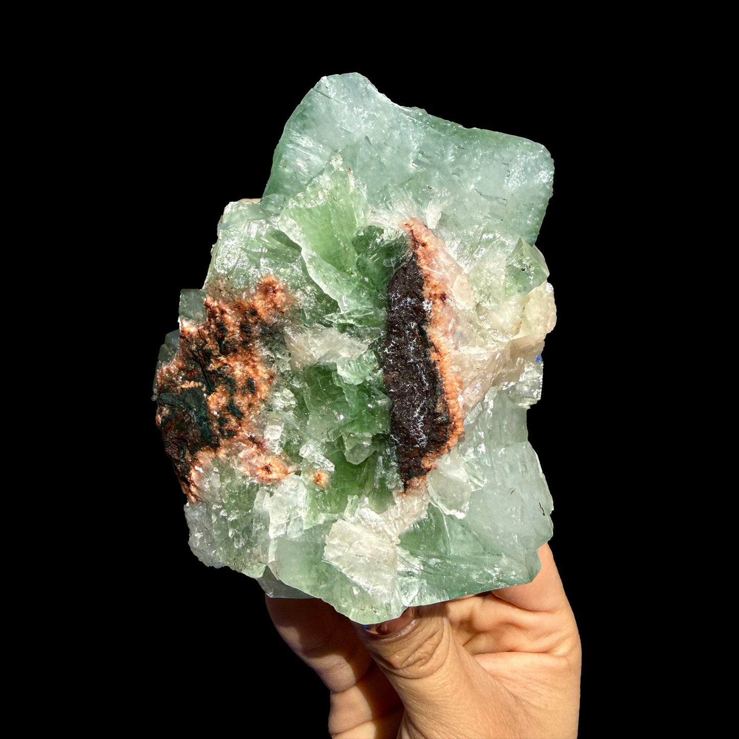 Green Apophyllite Cube with Stilbite – Natural Zeolite Mineral Specimen from Nashik, India | Raw Crystal Cluster # DKT37 Apohyllite Superb Minerals 