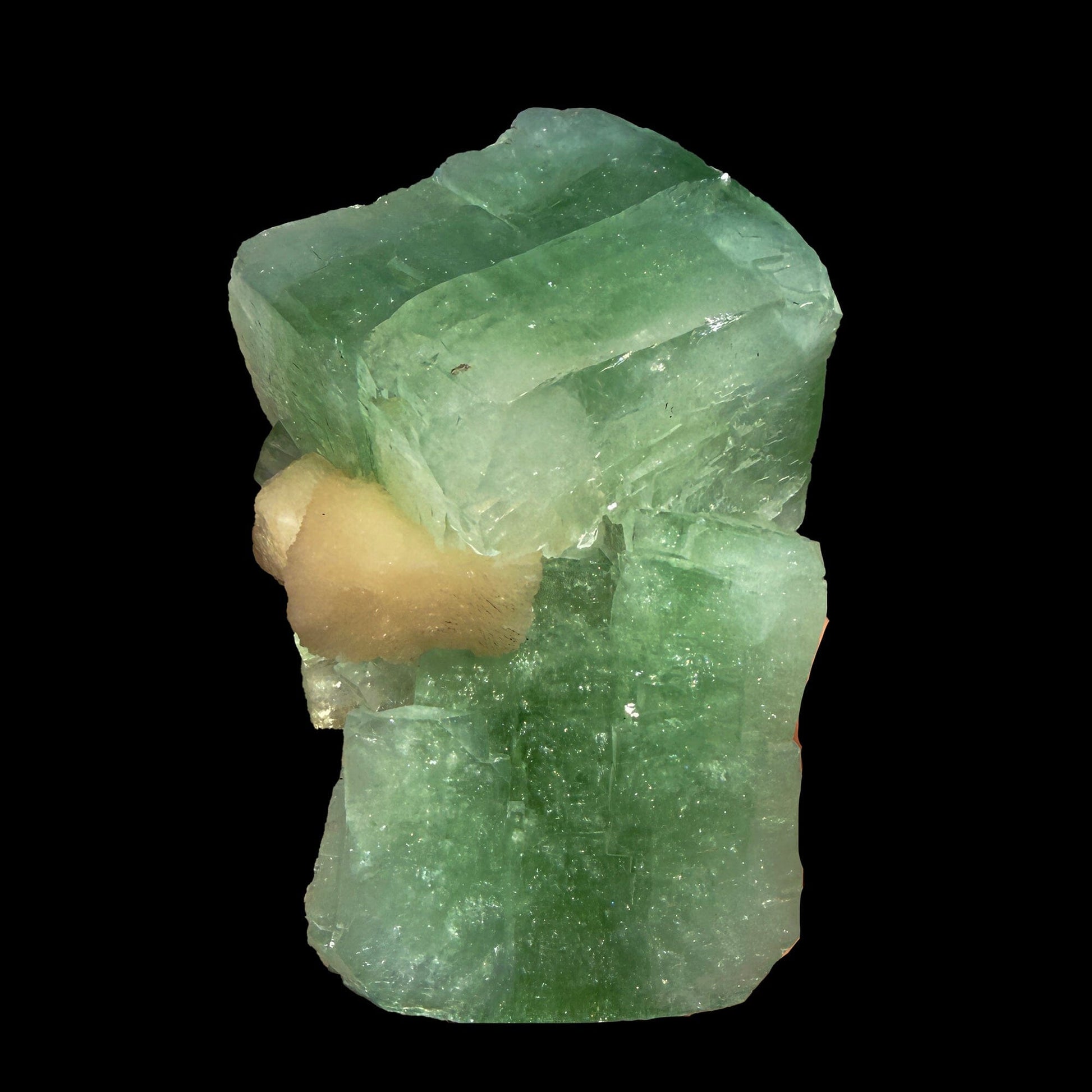 Green Apophyllite Cube with Stilbite – Natural Zeolite Mineral Specimen from Nashik, India | Raw Crystal Cluster # DKT37 Apohyllite Superb Minerals 