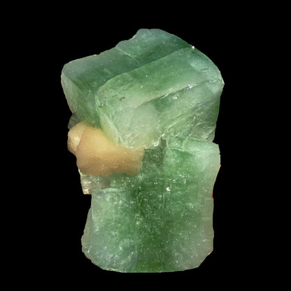 Green Apophyllite Cube with Stilbite – Natural Zeolite Mineral Specimen from Nashik, India | Raw Crystal Cluster # DKT37 Apohyllite Superb Minerals 