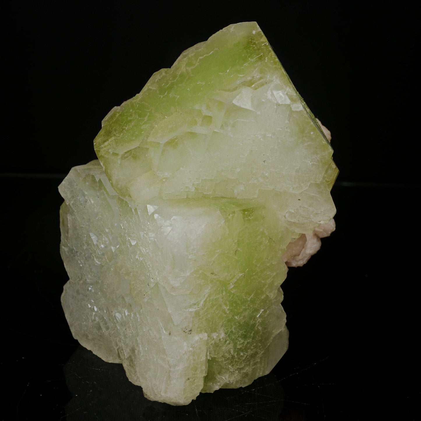 Green Apophyllite Cube with Stilbite | Premium Indian Mineral Specimen # B 7079 Apohyllite Superb Minerals 