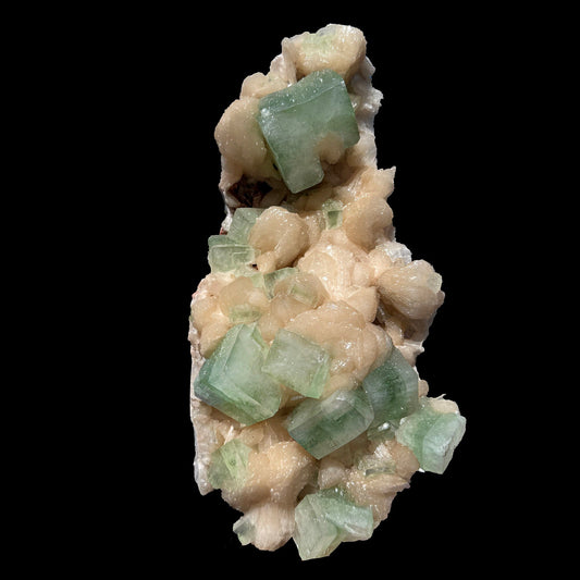 Green Apophyllite Cubes on Stilbite Matrix – Rare Indian Zeolite Crystal Specimen # DKT53 Apophyllite Superb Minerals 
