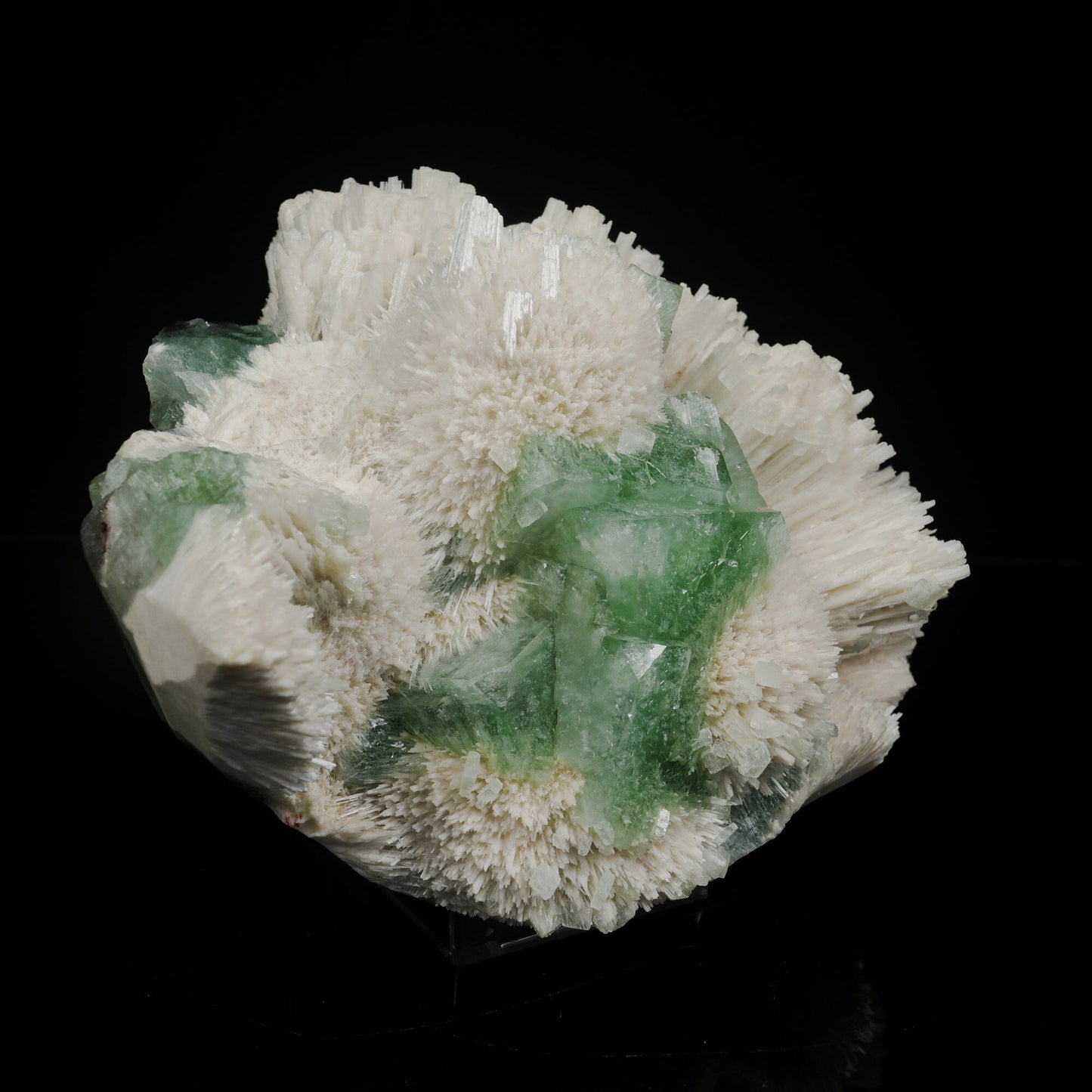 Green Apophyllite Cubes with Mordenite – Rare Zeolite Mineral Specimen from India # B 7088 Apophyllite Superb Minerals 