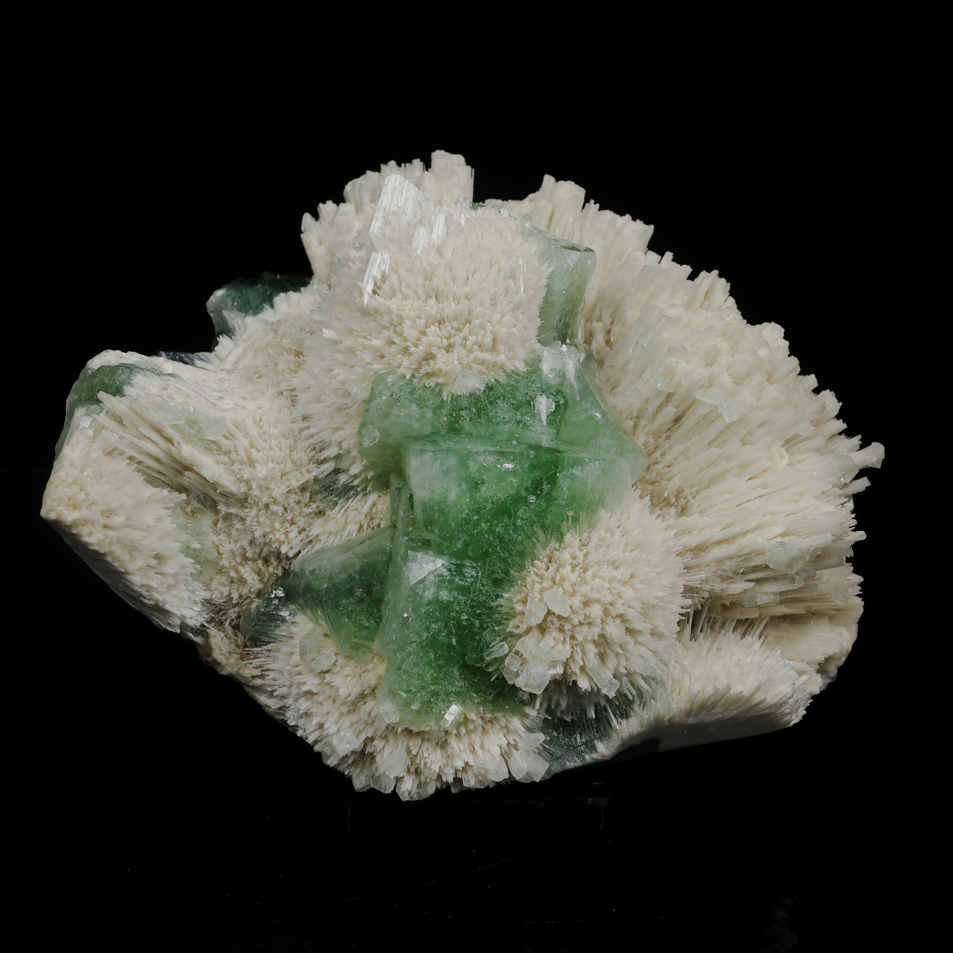 Green Apophyllite Cubes with Mordenite – Rare Zeolite Mineral Specimen from India # B 7088 Apophyllite Superb Minerals 