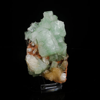 Green Apophyllite Cubes with Stilbite – Premium Zeolite Mineral Specimen from India # B 7089 Apophyllite Superb Minerals 