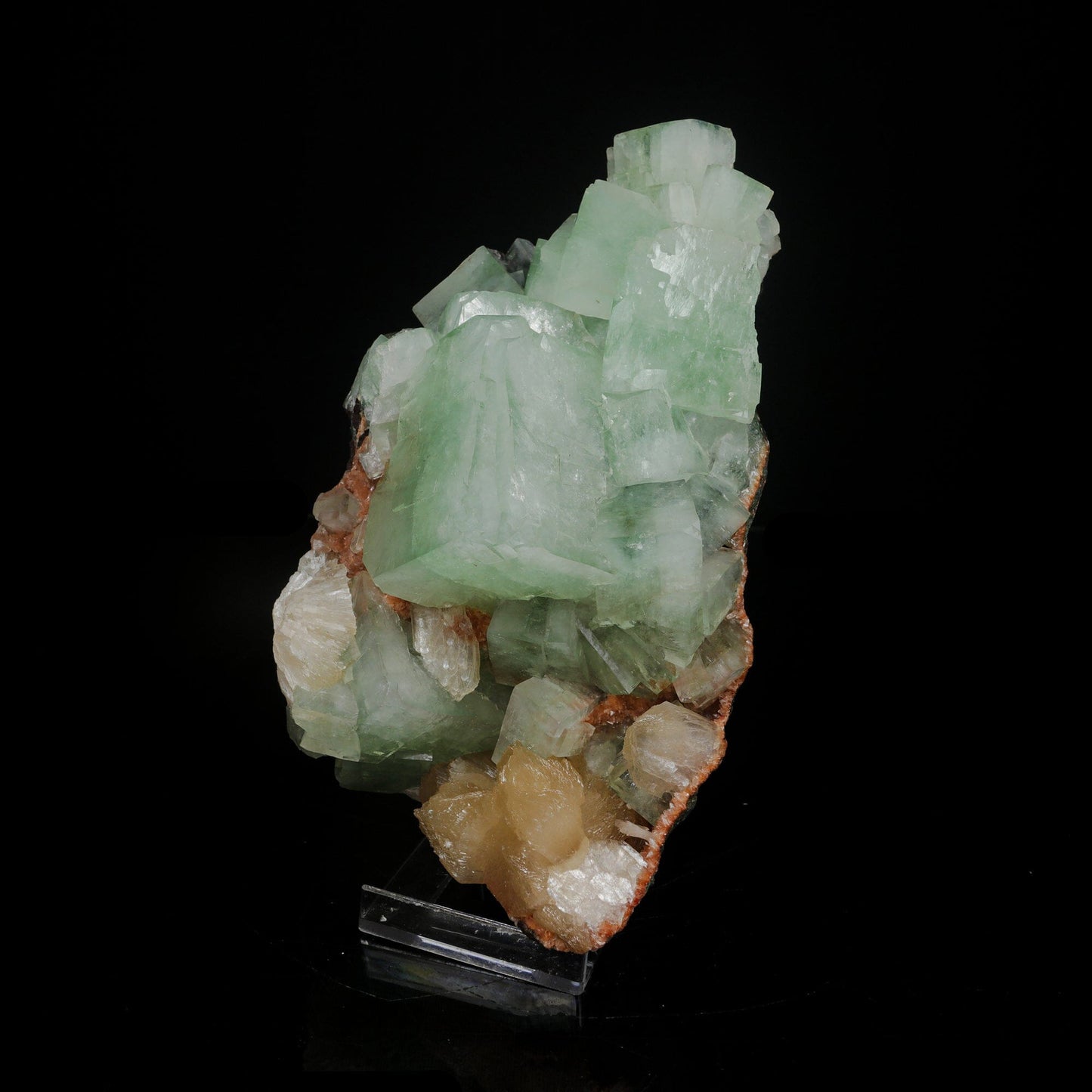 Green Apophyllite Cubes with Stilbite – Premium Zeolite Mineral Specimen from India # B 7089 Apophyllite Superb Minerals 
