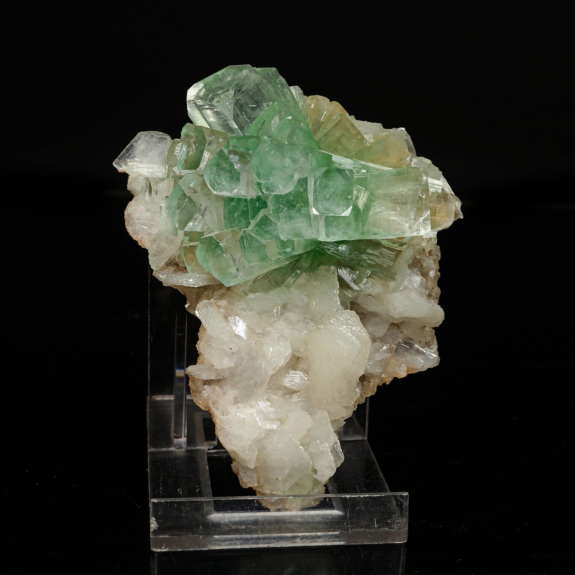 Green Apophyllite Disco Ball with Stilbite Natural Mineral Specimen # B 6770 Apohyllite Superb Minerals 