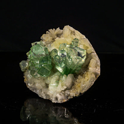 Green Apophyllite Disco Ball with Stilbite Natural Mineral Specimen # B 6832
