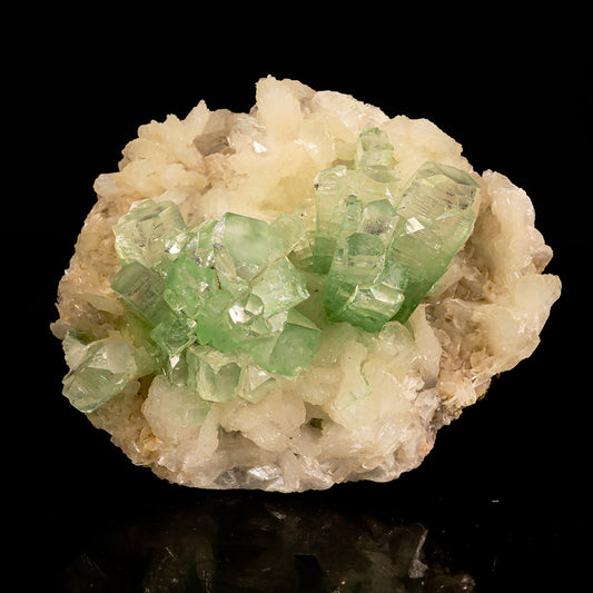 Green Apophyllite Disco Ball with Stilbite Natural Mineral Specimen # B 6832 Apohyllite Superb Minerals 