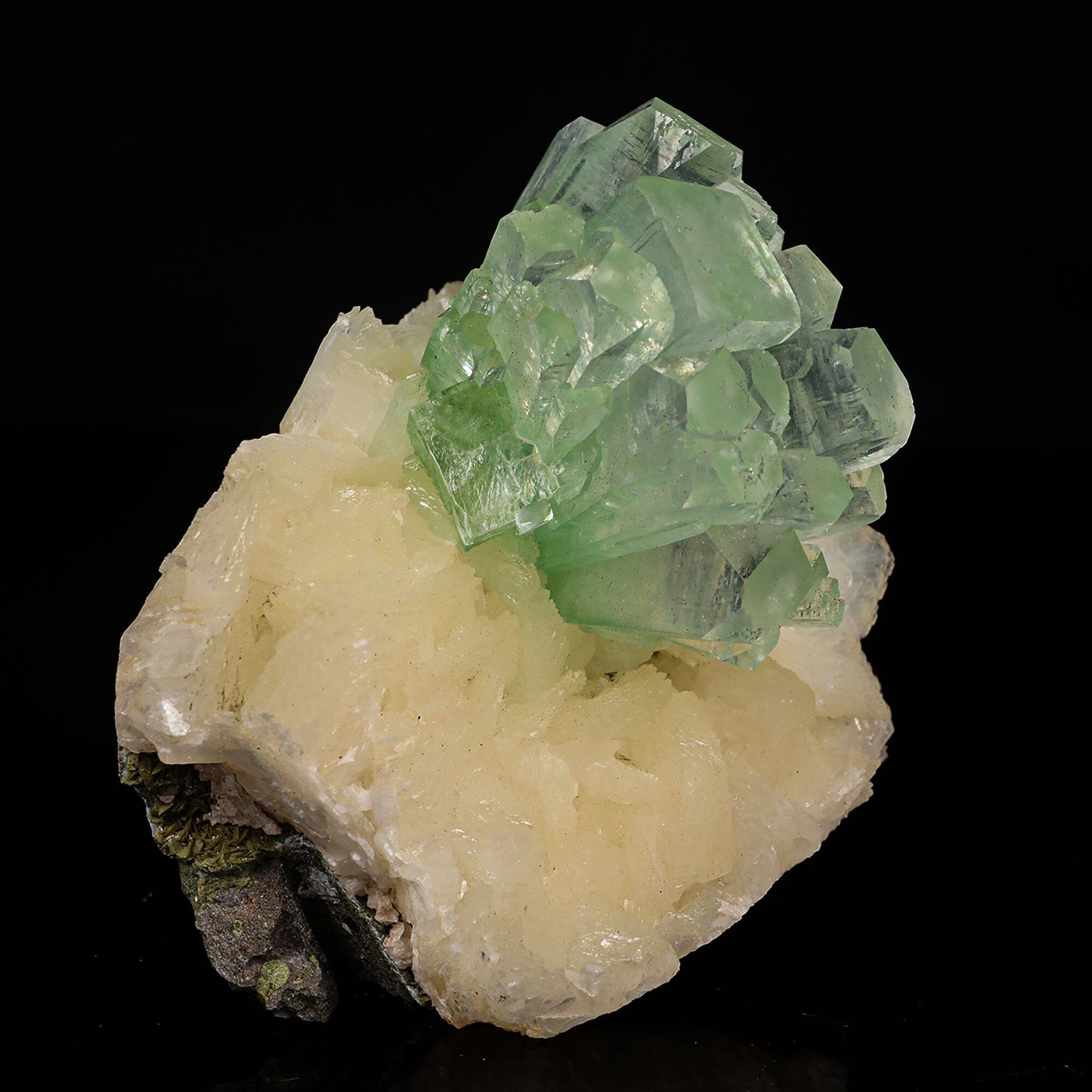 Green Apophyllite Disco Ball with Stilbite Natural Mineral Specimen # B 6835 Apohyllite Superb Minerals 