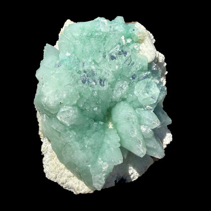 Green Apophyllite Flower Rosette on Chalcedony Matrix – Indian Zeolite Mineral Specimen from Pune# DKT110 Apophyllite Superb Minerals 