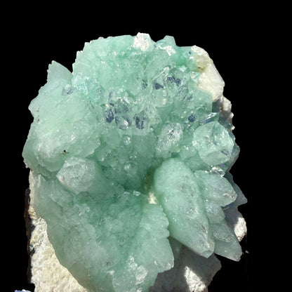 Green Apophyllite Flower Rosette on Chalcedony Matrix – Indian Zeolite Mineral Specimen from Pune# DKT110 Apophyllite Superb Minerals 