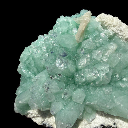 Green Apophyllite Flower Rosette on Chalcedony Matrix – Indian Zeolite Mineral Specimen from Pune# DKT110 Apophyllite Superb Minerals 