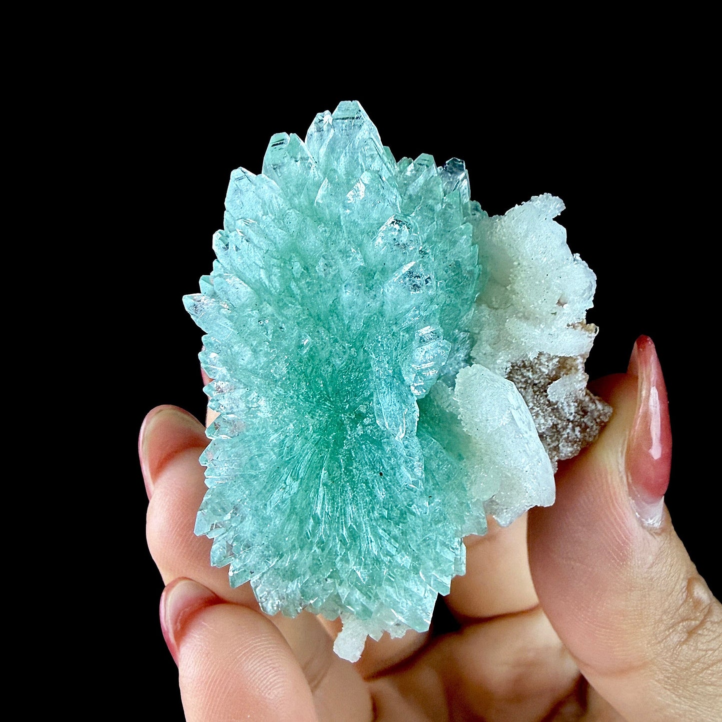 Green Apophyllite Rosette with Stilbite - Zeolite Mineral Specimen from Chhatrapati Sambhaji Nagar # DKT142 Apophyllite Superb Minerals 