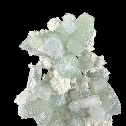 Green Apophyllite with Cotton-Ball Mordenite & Stilbite - Raw Indian Zeolite Cluster from Ahilyanagar ,India # DKT146 Apophyllite Superb Minerals 