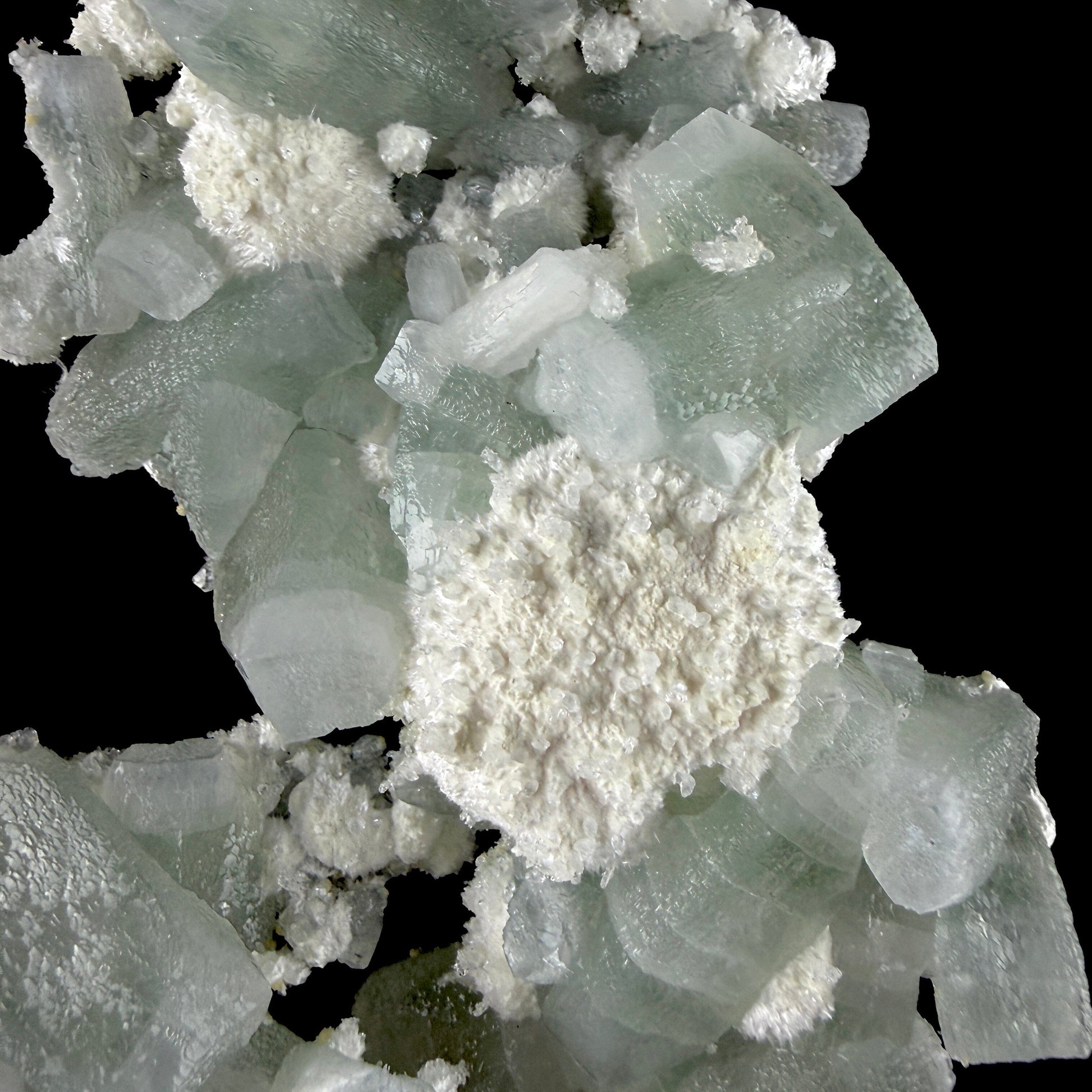 Green Apophyllite with Cotton-Ball Mordenite & Stilbite - Raw Indian Zeolite Cluster from Ahilyanagar ,India # DKT146 Apophyllite Superb Minerals 