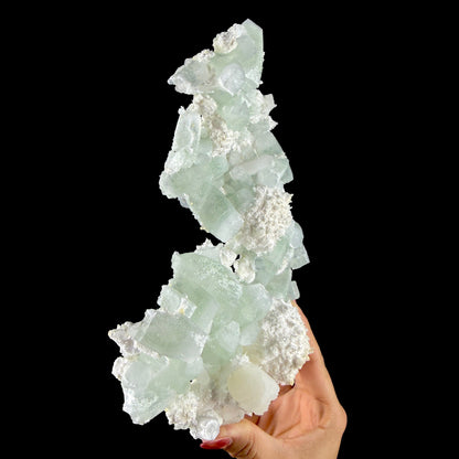 Green Apophyllite with Cotton-Ball Mordenite & Stilbite - Raw Indian Zeolite Cluster from Ahilyanagar ,India # DKT146 Apophyllite Superb Minerals 