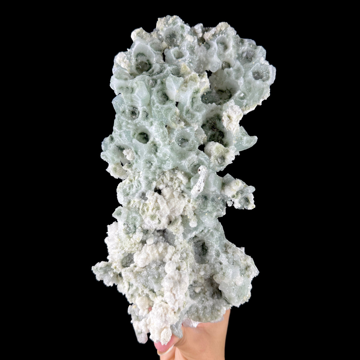 Green Apophyllite with Cotton-Ball Mordenite & Stilbite - Raw Indian Zeolite Cluster from Ahilyanagar ,India # DKT175 Apophyllite Superb Minerals 