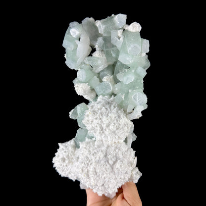 Green Apophyllite with Cotton-Ball Mordenite & Stilbite - Raw Indian Zeolite Cluster from Ahilyanagar ,India # DKT175 Apophyllite Superb Minerals 
