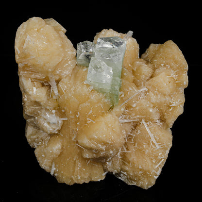 Green Apophyllite with Scolecite on Stilbite – Premium Zeolite Mineral Specimen # B 7087