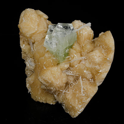 Green Apophyllite with Scolecite on Stilbite – Premium Zeolite Mineral Specimen # B 7087