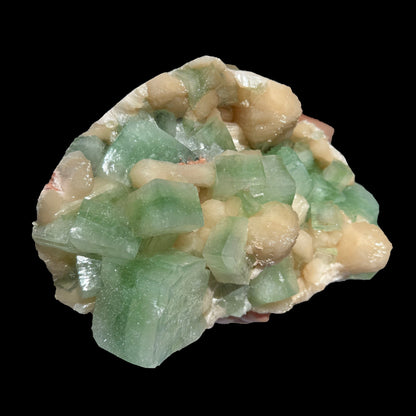 Green Apophyllite with Sparkling Micro-Apophyllite Coating & Peach Stilbite – Premium Cabinet Specimen from Nashik # DKT125 Apophyllite Superb Minerals 
