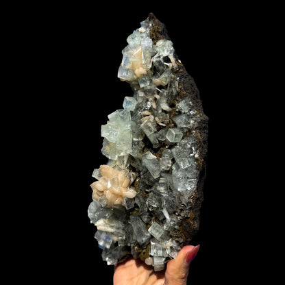 Green Apophyllite with Stilbite Crystal Cluster – Natural Indian Zeolite Mineral Specimen | Cubic Apophyllite Formation, Collector Display Piece # B DKT50 Apophyllite Superb Minerals 