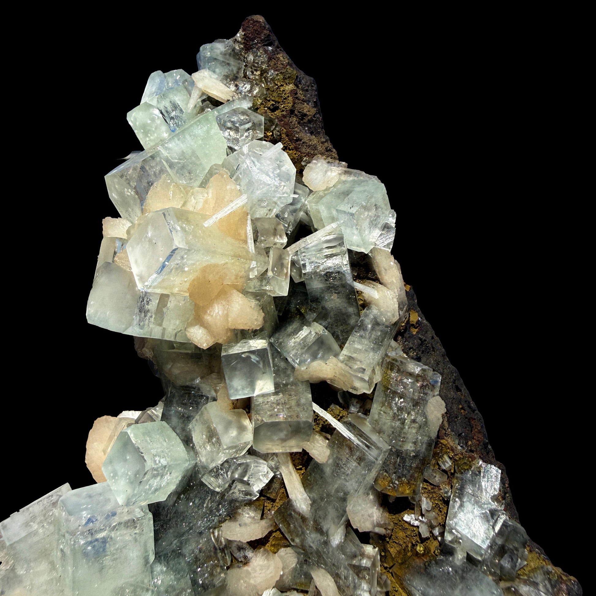 Green Apophyllite with Stilbite Crystal Cluster – Natural Indian Zeolite Mineral Specimen | Cubic Apophyllite Formation, Collector Display Piece # B DKT50 Apophyllite Superb Minerals 