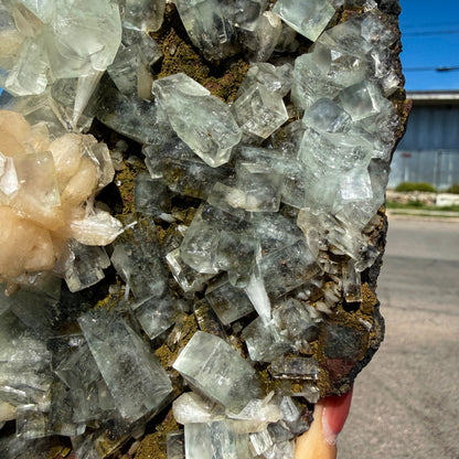 Green Apophyllite with Stilbite Crystal Cluster – Natural Indian Zeolite Mineral Specimen | Cubic Apophyllite Formation, Collector Display Piece # B DKT50 Apophyllite Superb Minerals 