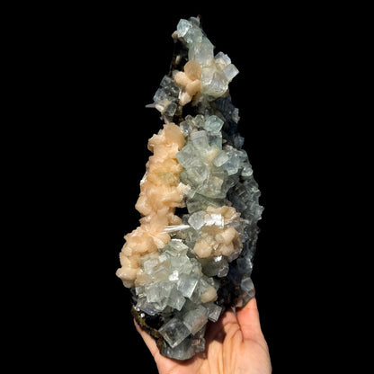 Green Apophyllite with Stilbite Crystal Cluster – Natural Indian Zeolite Mineral Specimen | Cubic Apophyllite Formation, Collector Display Piece # B DKT50 Apophyllite Superb Minerals 