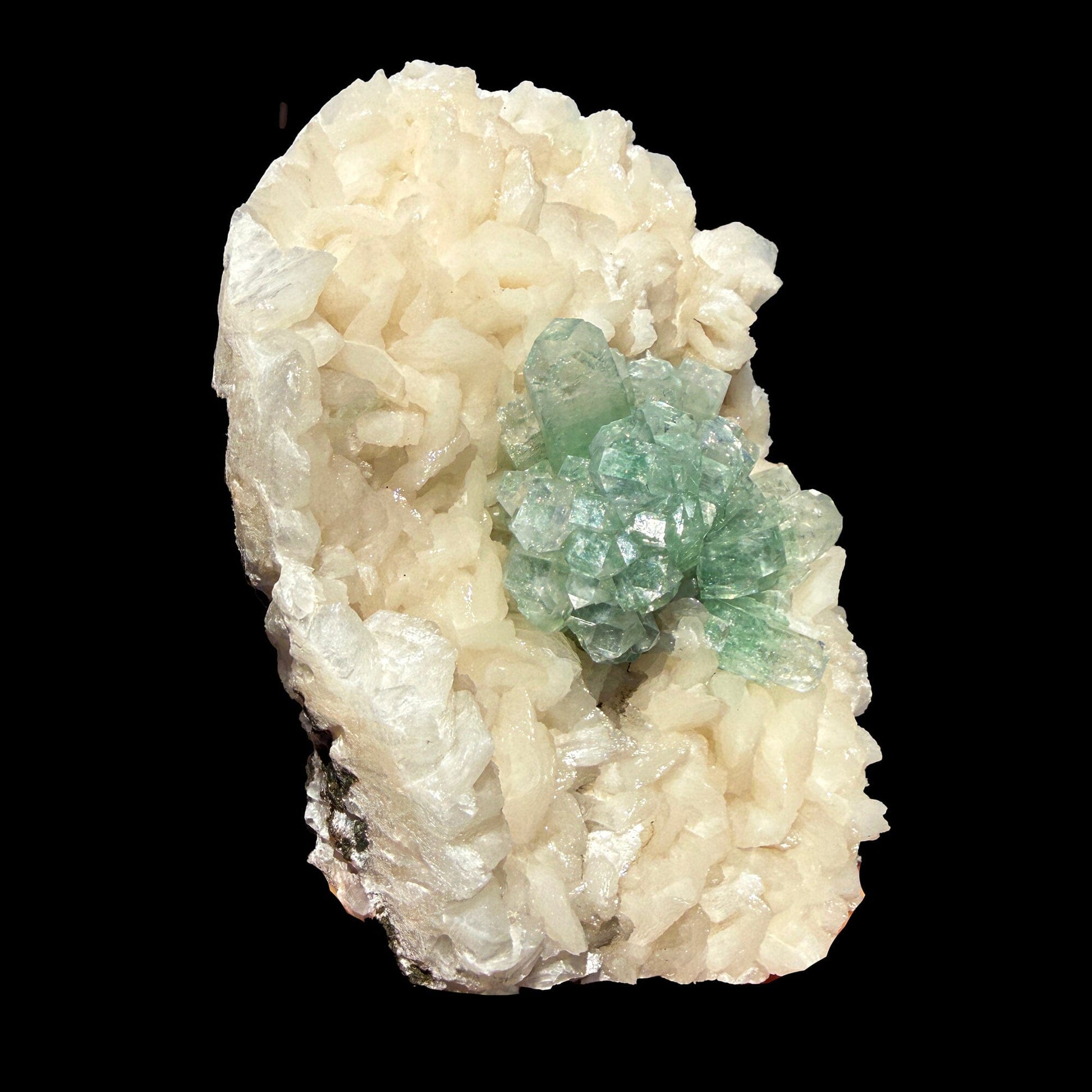 Green Apophyllite with Stilbite - Natural Crystal Cluster # DKT39 Apophylite Superb Minerals 