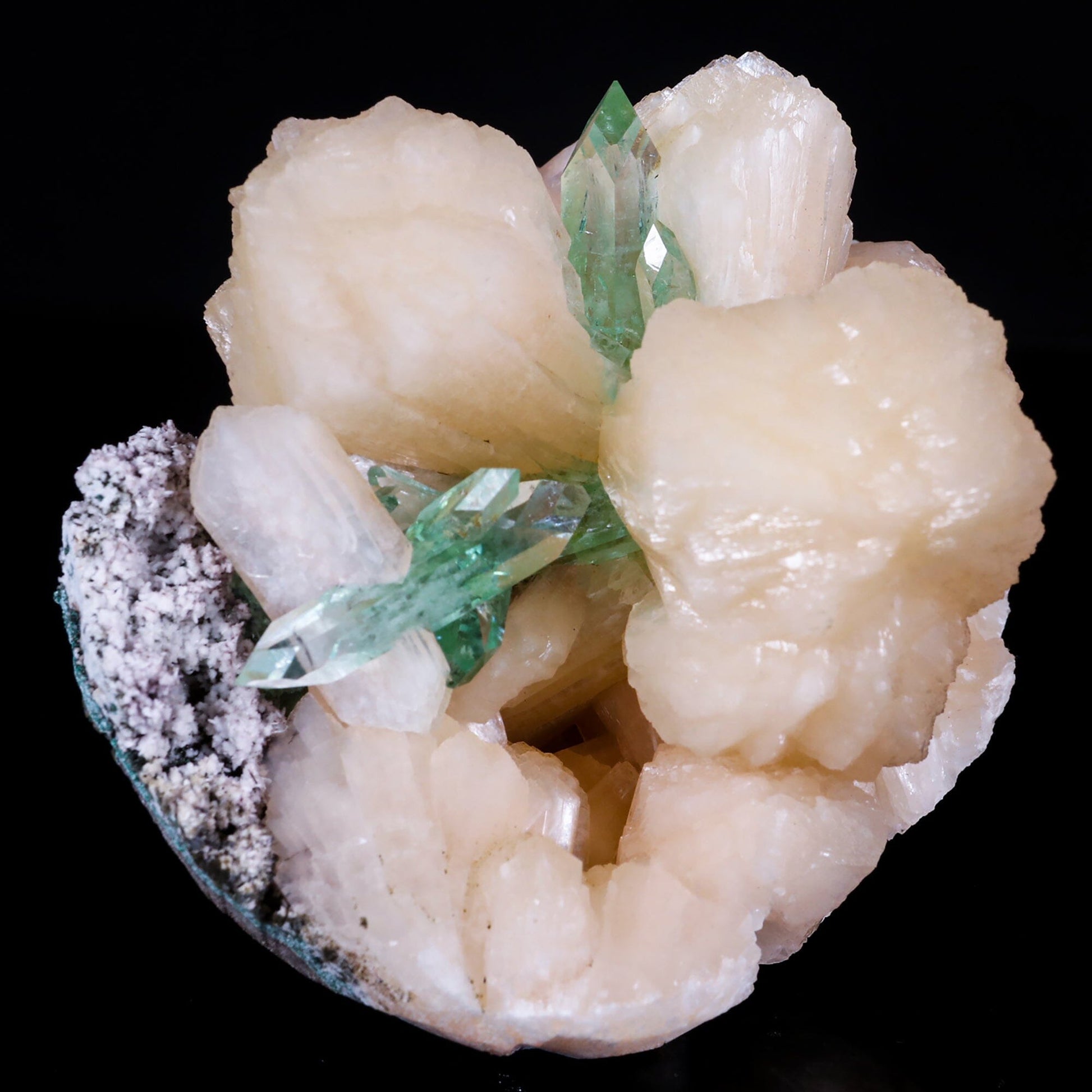 Green Apophyllite with Stilbite Natural Mineral Specimen # B 6850