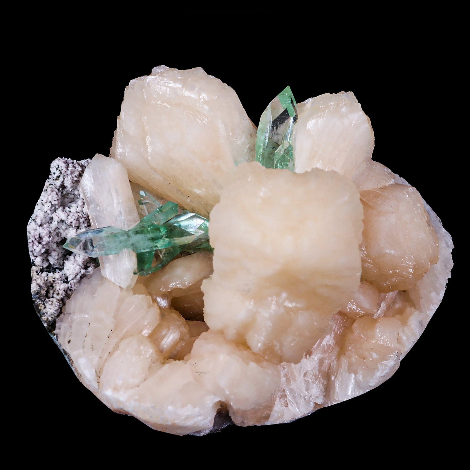 Green Apophyllite with Stilbite Natural Mineral Specimen # B 6850