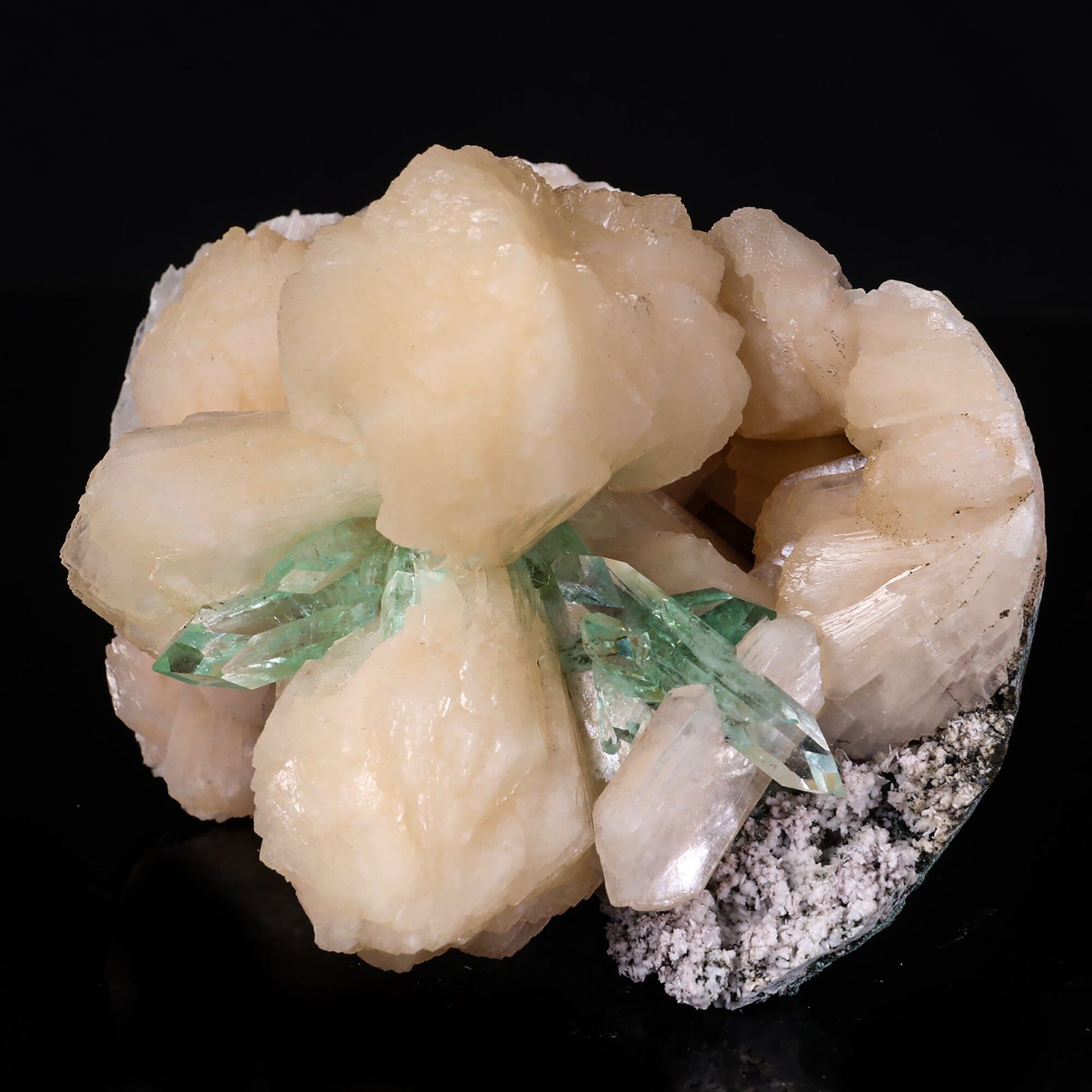 Green Apophyllite with Stilbite Natural Mineral Specimen # B 6850