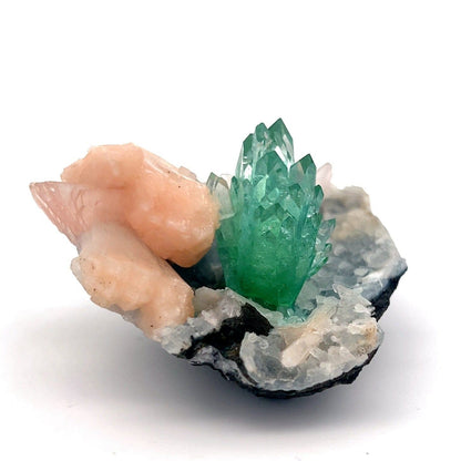 Green Apophyllite with Stilbite Natural Mineral Specimen # B 6884 