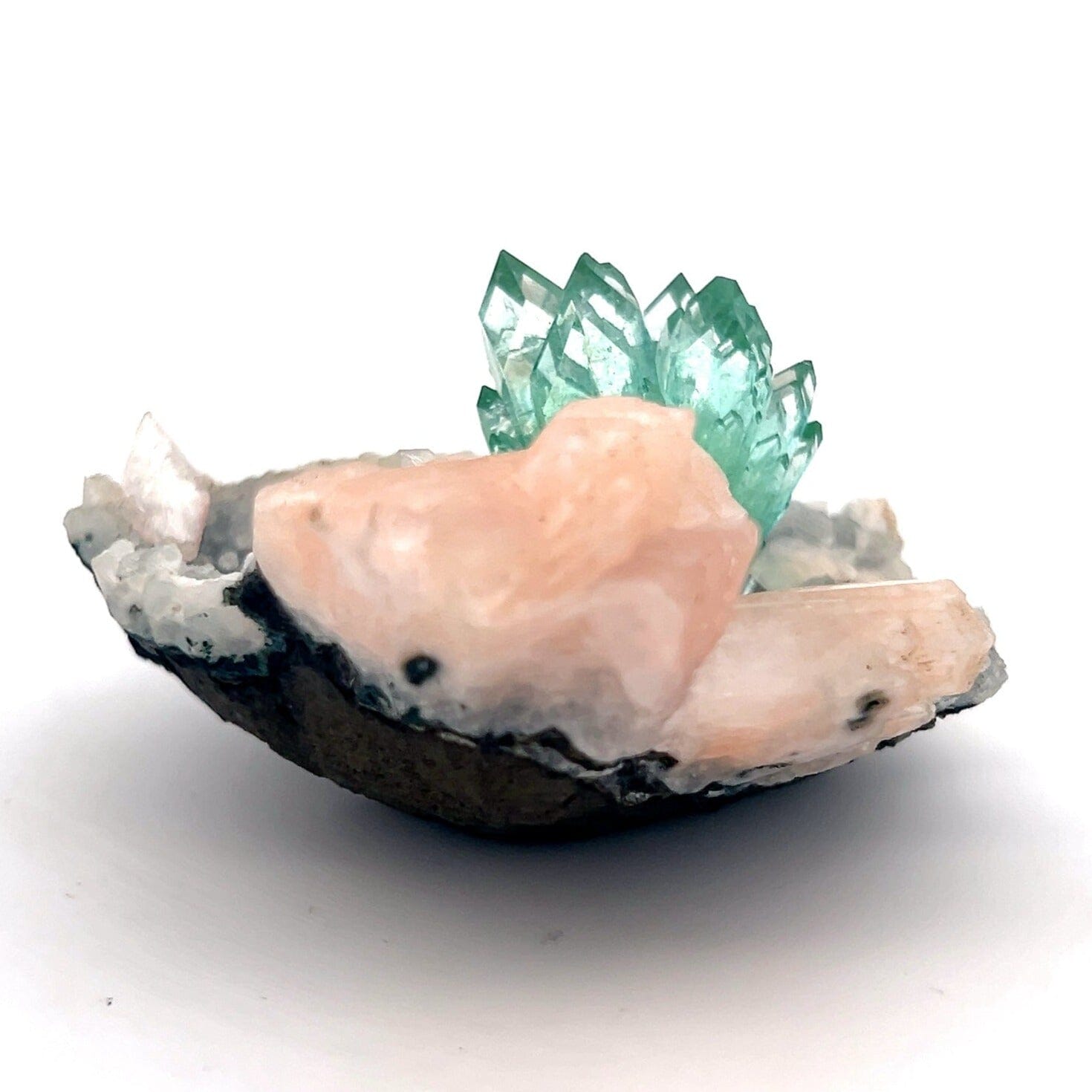 Green Apophyllite with Stilbite Natural Mineral Specimen # B 6884 