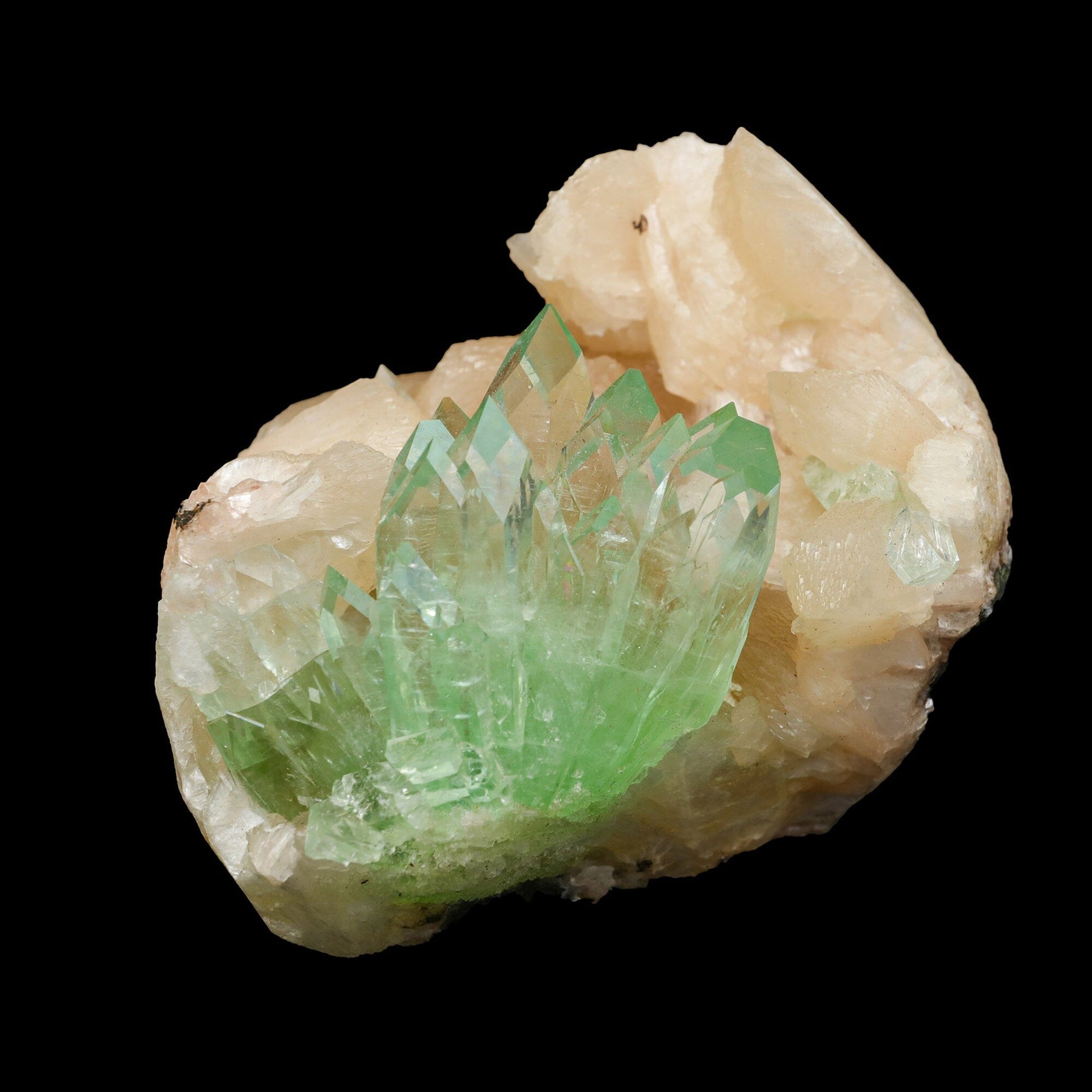 Green Apophyllite With Stilbite Natural Mineral Specimen # B 7059 Apohyllite Superb Minerals 