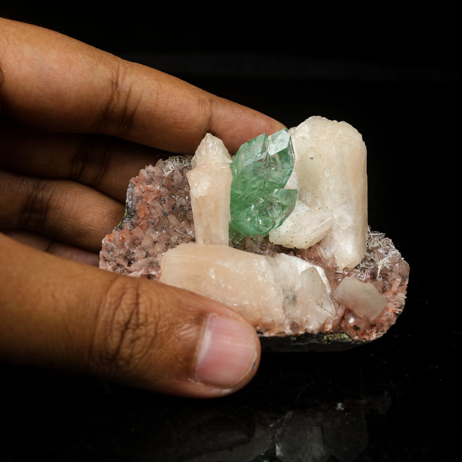 Green Apophyllite With Stilbite Natural Mineral Specimen # B 7064 Apohyllite Superb Minerals 