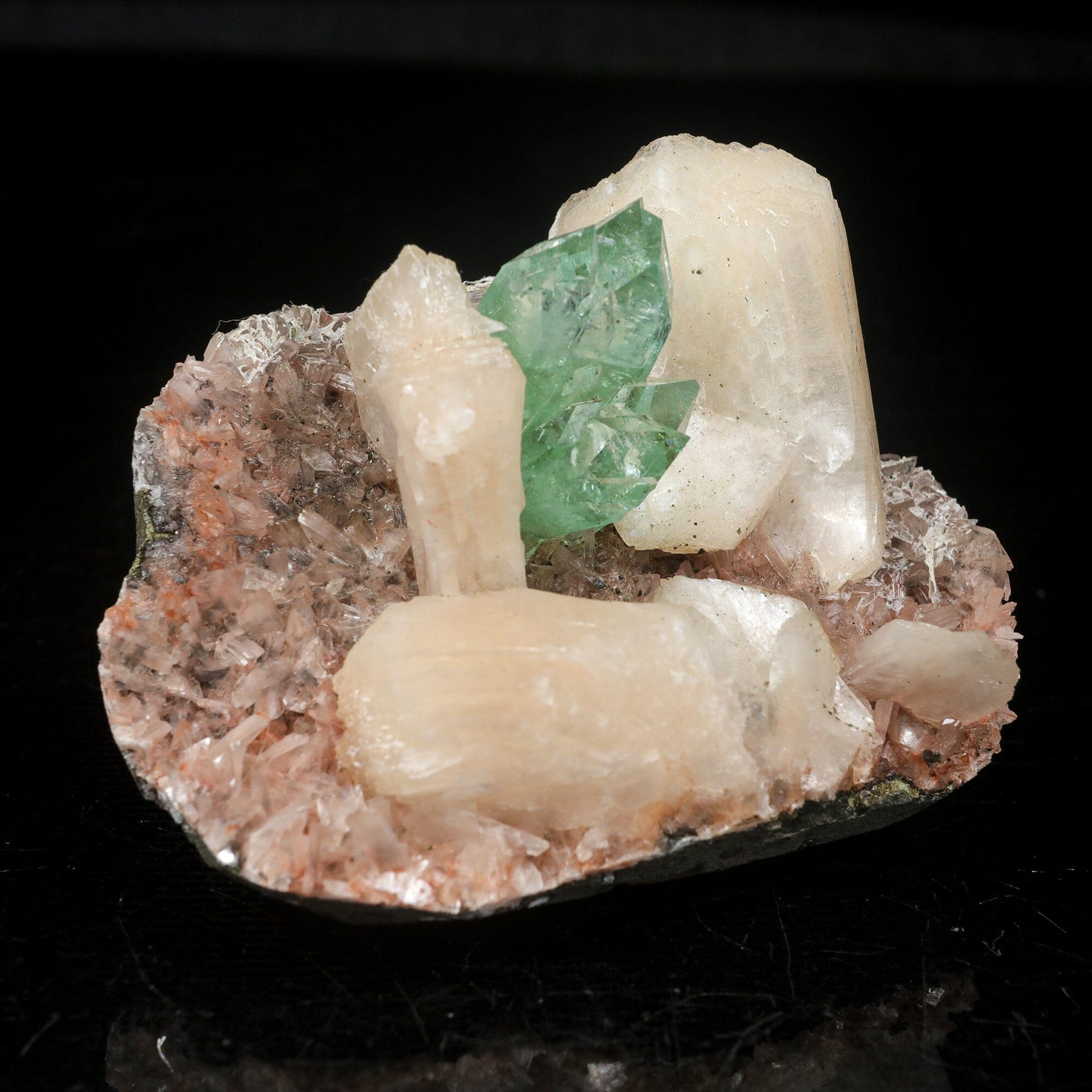 Green Apophyllite With Stilbite Natural Mineral Specimen # B 7064 Apohyllite Superb Minerals 