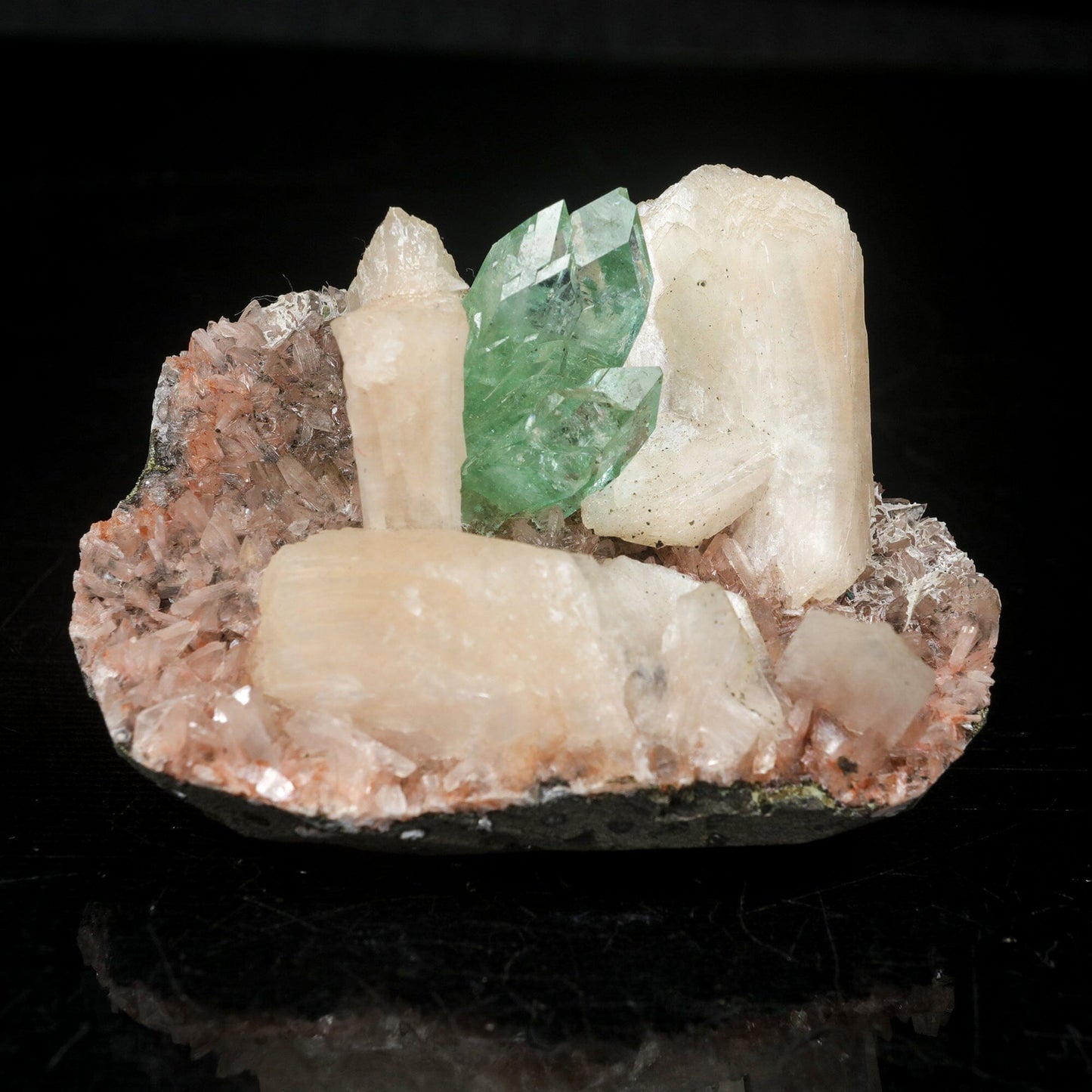 Green Apophyllite With Stilbite Natural Mineral Specimen # B 7064 Apohyllite Superb Minerals 