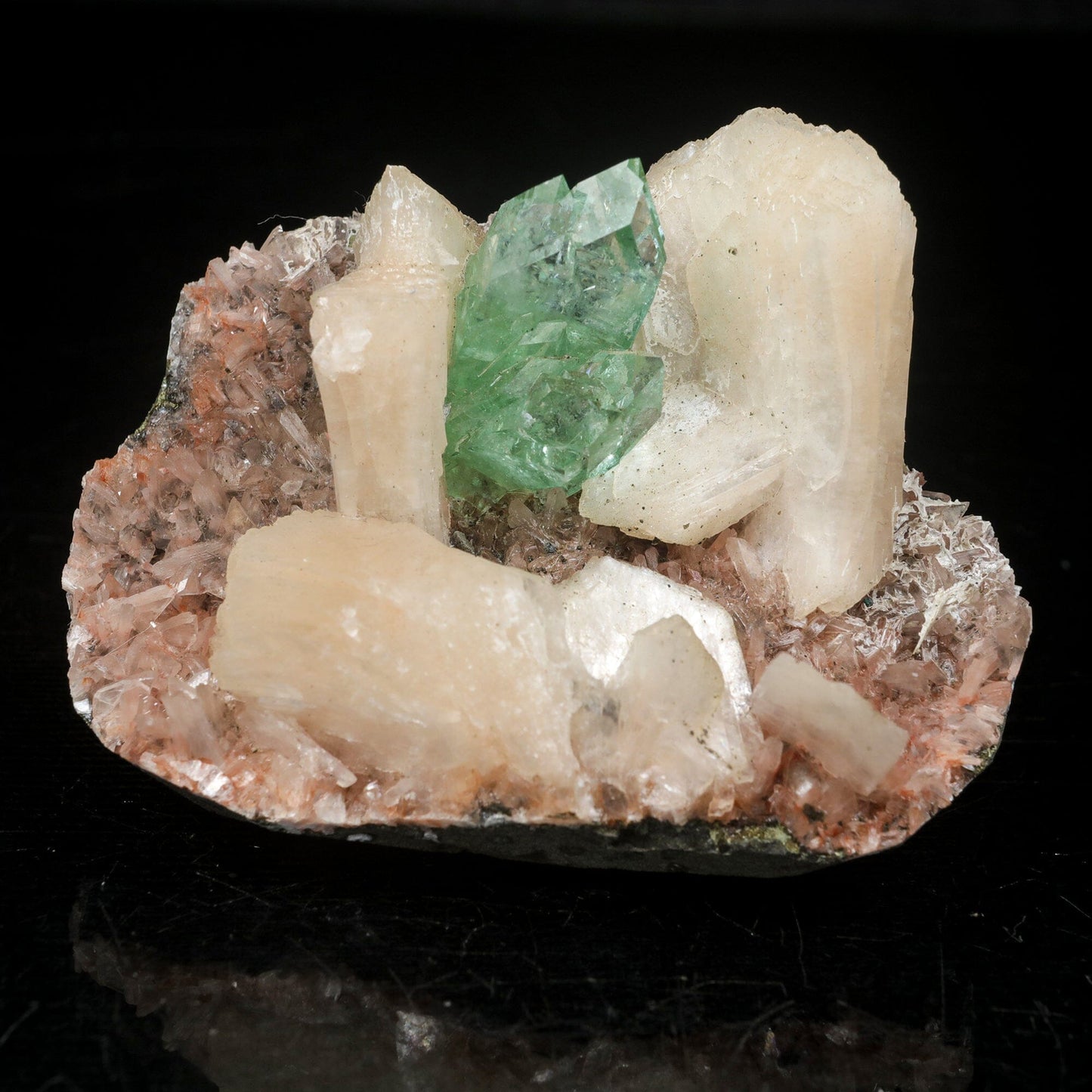 Green Apophyllite With Stilbite Natural Mineral Specimen # B 7064 Apohyllite Superb Minerals 