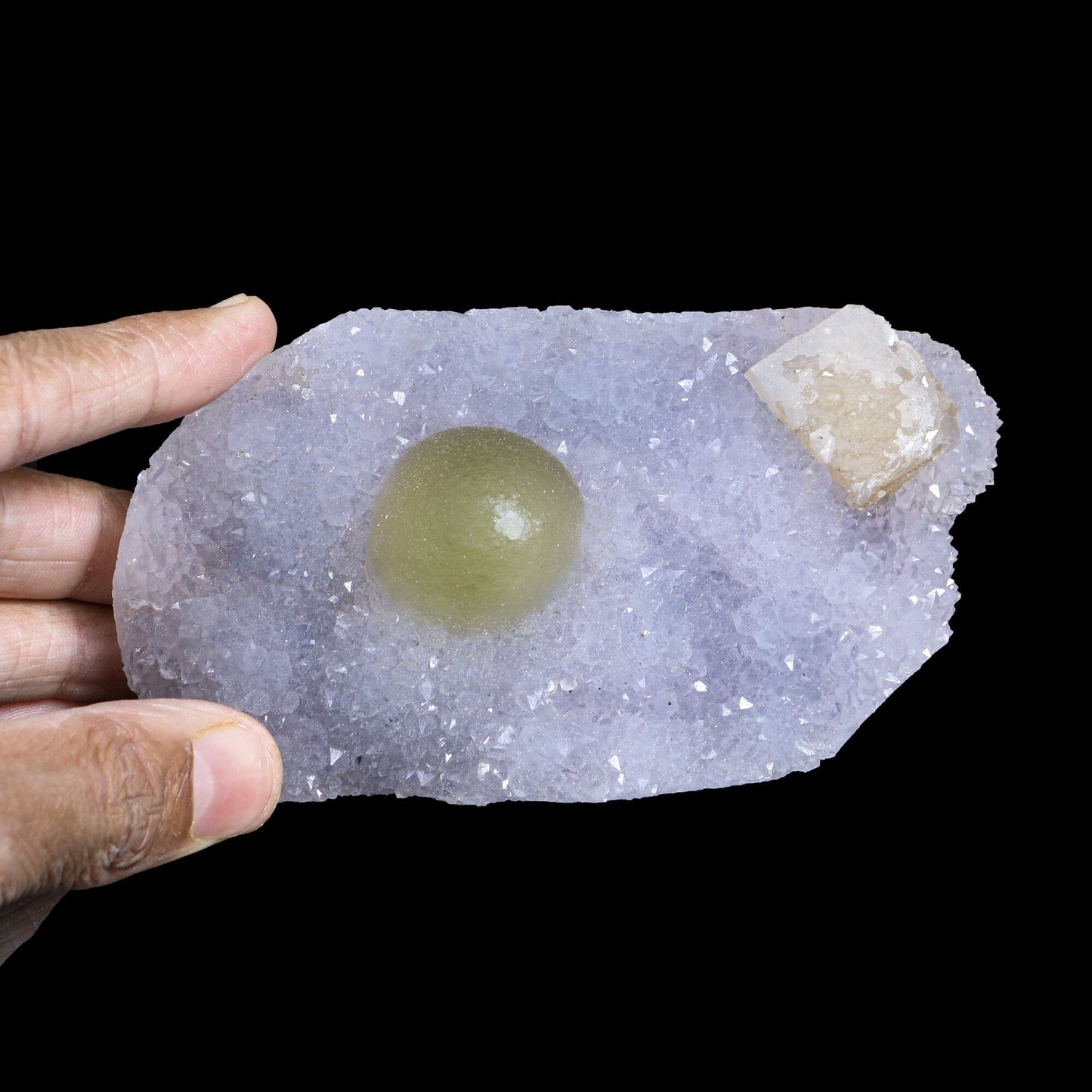 Green Botryoidal Fluorite with Calcite on Quartz Matrix – Freestanding Natural Mineral Specimen from Nashik # B 7189 Fluorite Superb Minerals 
