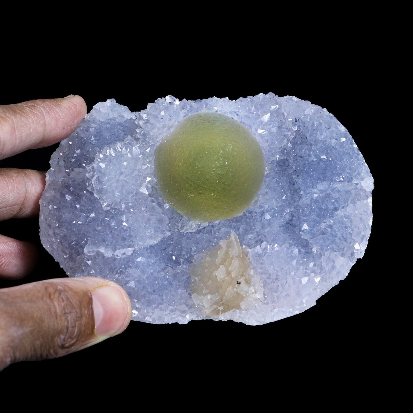 Green Botryoidal Fluorite with Calcite on Quartz Matrix – Freestanding Natural Mineral Specimen from Nashik # B 7192 Fluorite Superb Minerals 
