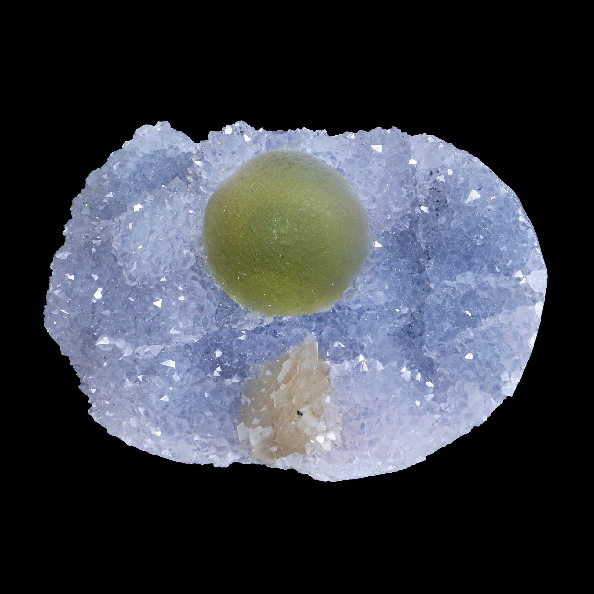 Green Botryoidal Fluorite with Calcite on Quartz Matrix – Freestanding Natural Mineral Specimen from Nashik # B 7192 Fluorite Superb Minerals 
