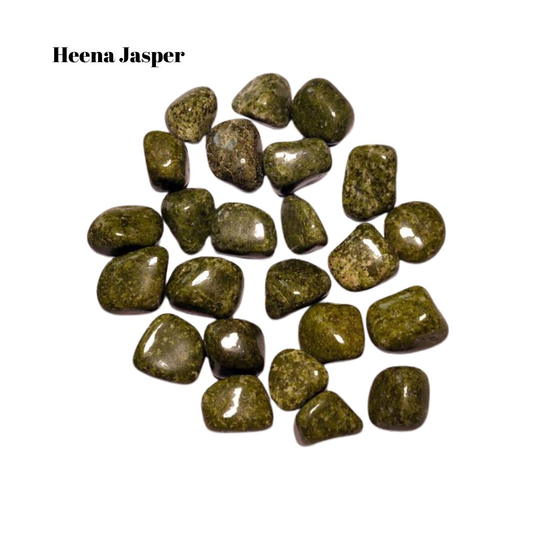 Heena Jasper Tumbled Stones – 1 lb Bulk Bag | Polished Olive Green Speckled Jasper Tumble Superb Minerals 
