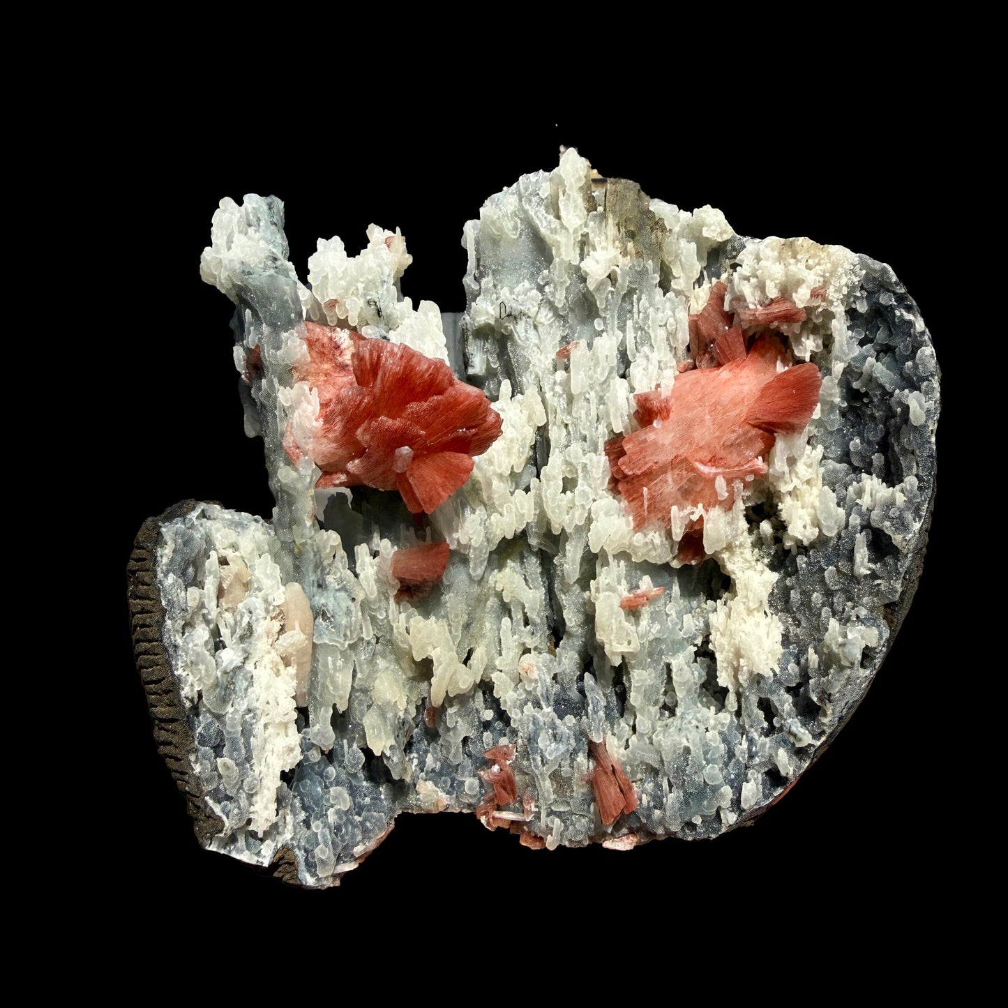 Heulandite on Blue Chalcedony – Rare Natural Indian Zeolite Mineral Specimen from Maharashtra DKT77 Heulandite Superb Minerals 