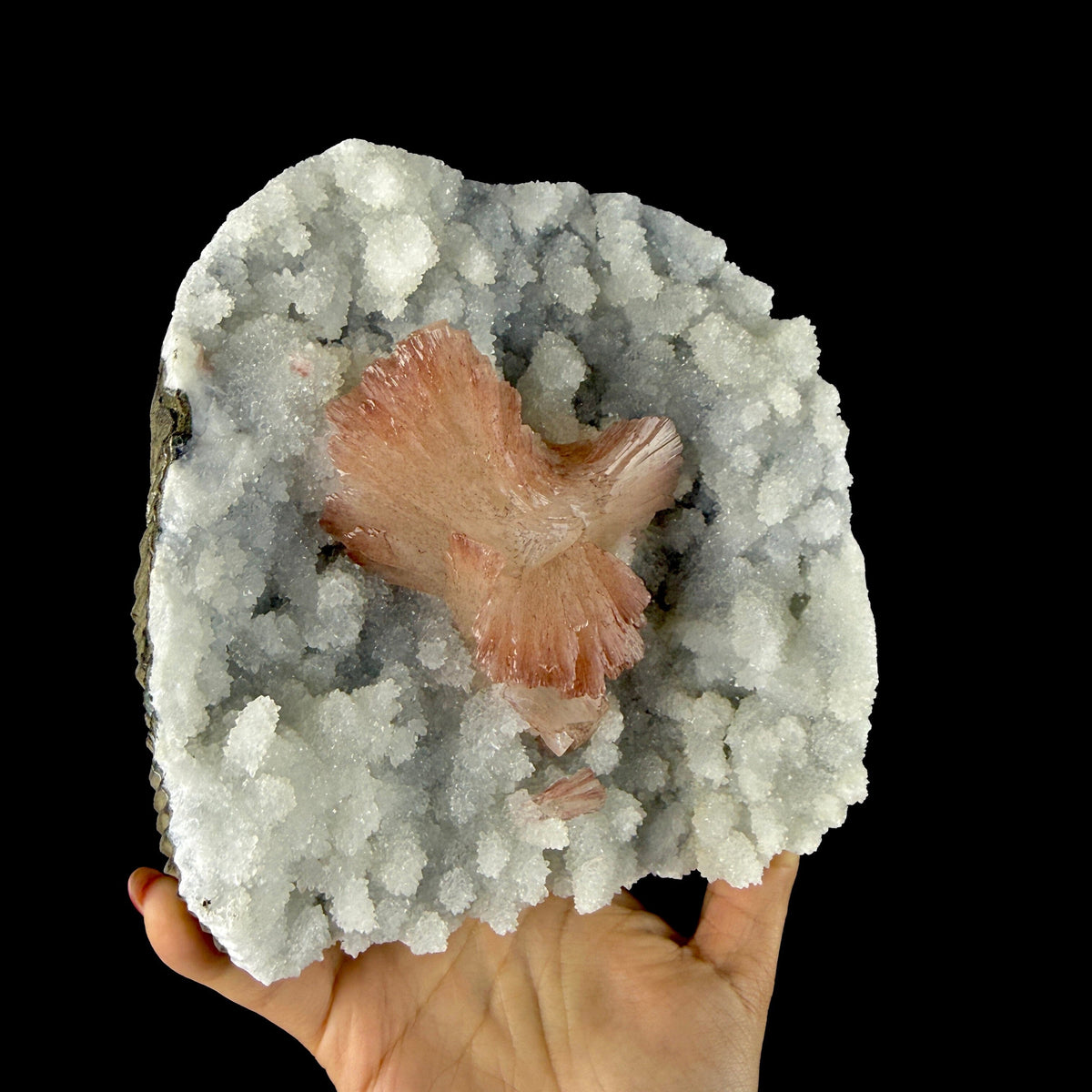 Heulandite on Sparkling Chalcedony Matrix – Indian Zeolite Mineral from Jalgaon # DKT203 Heulandite Superb Minerals 